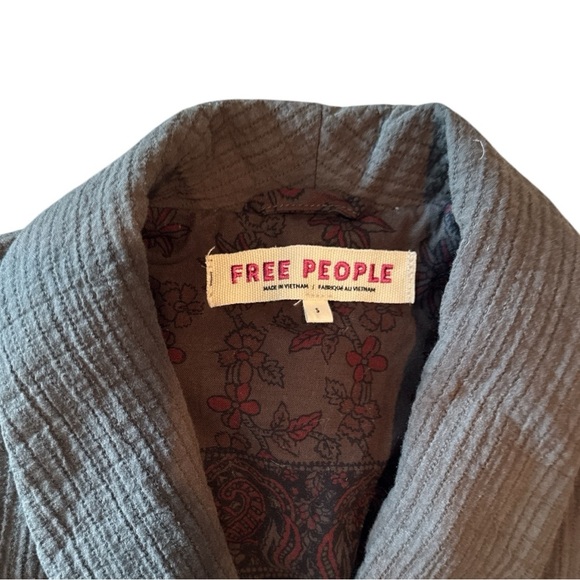 Free People Rowan Blazer in Army Green  Size Small 100% Cotton - Picture 3 of 4